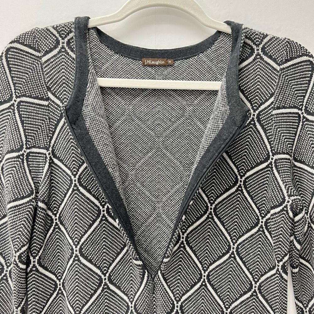 J.Mclaughlin Grey Patterned Front Zip Knit Sweate… - image 2